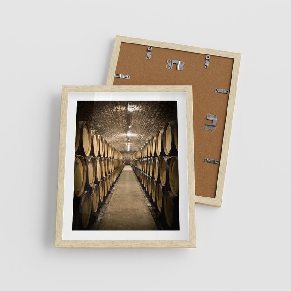 Plakat w ramie 40x50 - Winniczka - winnica, beczki - rama drewno