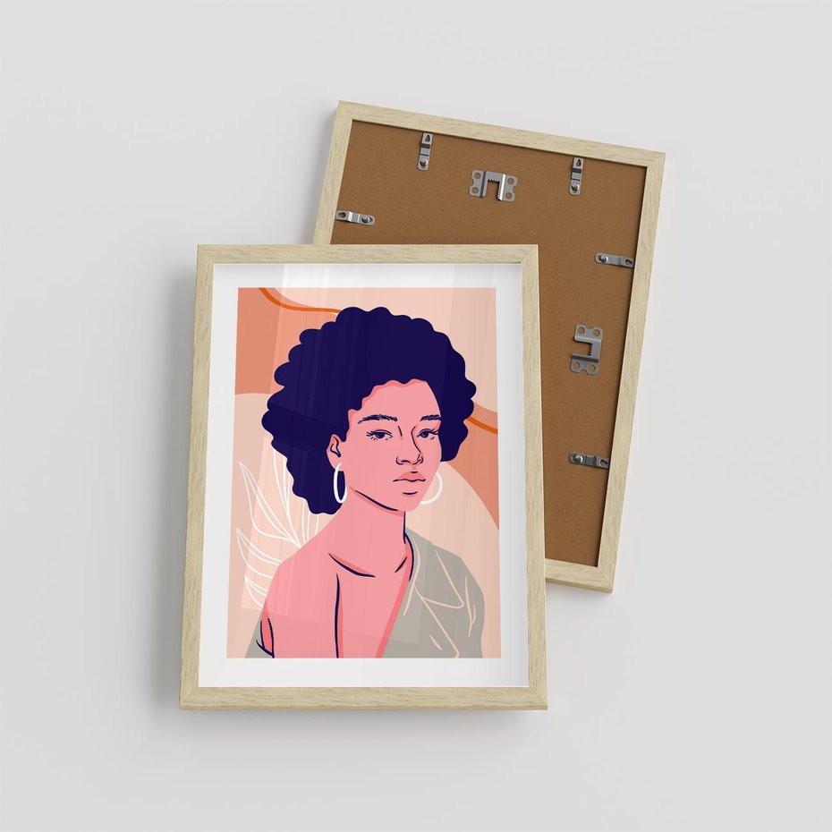 Plakat w ramie 30x40 - Kobiecy Kształt Świata - nowoczesny plakat, styl retro - rama drewno