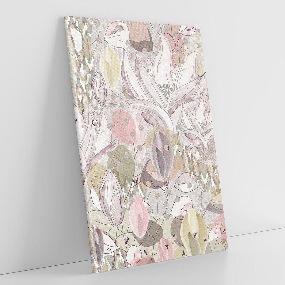 Obraz na płótnie 70x100 - Pejzaże zatajonej duszy - połączenie tekstur, roślinne motywy