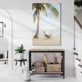 Obraz na płótnie 80x120 - Relaks na plaży - palma, hamak