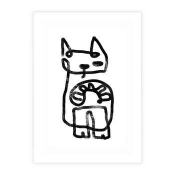 Plakat bez ramy 21x30 - Portret Kociej Duszy - szkic kota, prymitywizm
