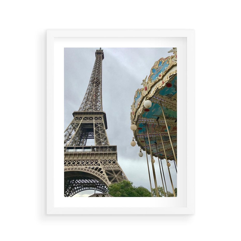 Plakat w ramie 40x50 - Delikatność kolorów - wieża, Eiffla - rama biała