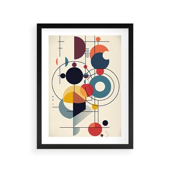 Plakat w ramie 30x40 - Rozbijające Barwne Granice - abstrakcyjna geometryczna kompozycja, koła linie - rama czarna