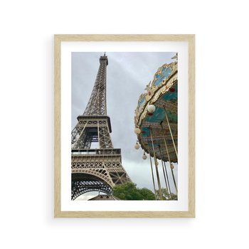 Plakat w ramie 40x50 - Delikatność kolorów - wieża, Eiffla - rama drewno