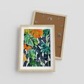 Plakat w ramie 30x40 - Tropikalne Pragnienia - akwarela, liście tropikalne - rama drewno