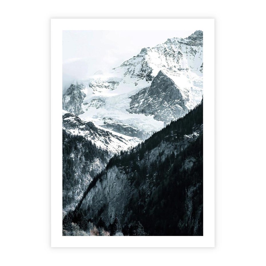 Plakat bez ramy 30x40 - Góry w Zimowym Uścisku - góry, ośnieżone szczyty