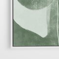 Obraz w ramie 50x50 - Nurtująca Kompozycja Zieleni - abstrakcyjne delikatne zielone linie, podobne do gałęzi kwiatów - rama biała