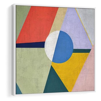 Obraz w ramie 80x80 - Taniec Subtelnych Odbić - abstrakcyjne geometryczne kształty, olejny obraz - rama biała