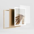 Plakat w ramie 40x50 - Egzotyczny Blask - złote, liście - rama drewno