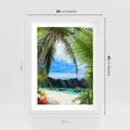 Plakat w ramie 30x40 - Palmy tańczące na tropikalnej plaży - palmy, plaża - rama biała