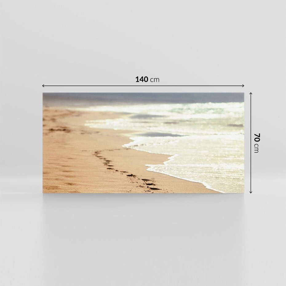 Obraz na płótnie 140x70 - Ślady stóp na plaży - plaża, ślady