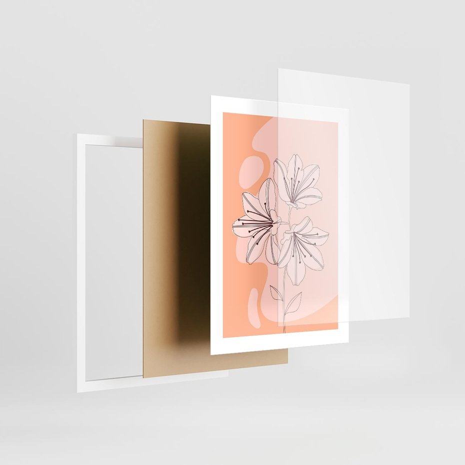 Plakat w ramie 30x40 - Kwiatowa Harmonia - minimalistyczny plakat, pudrowe kwiaty - rama biała