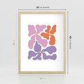 Plakat w ramie 30x40 - Bezgraniczne Wibracje - abstrakcyjne kolorowe kwiaty, minimlizm - rama drewno