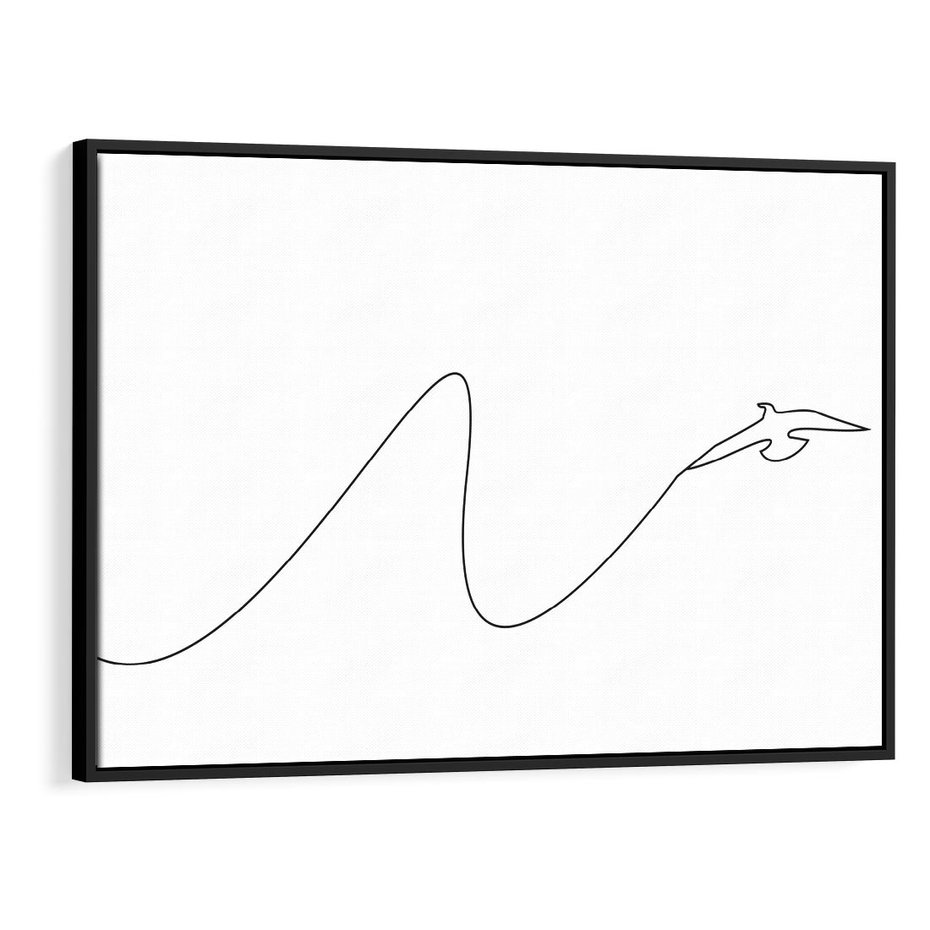 Obraz w ramie 100x70 - Ptasia Linia - ptak, jaskółka - rama czarna