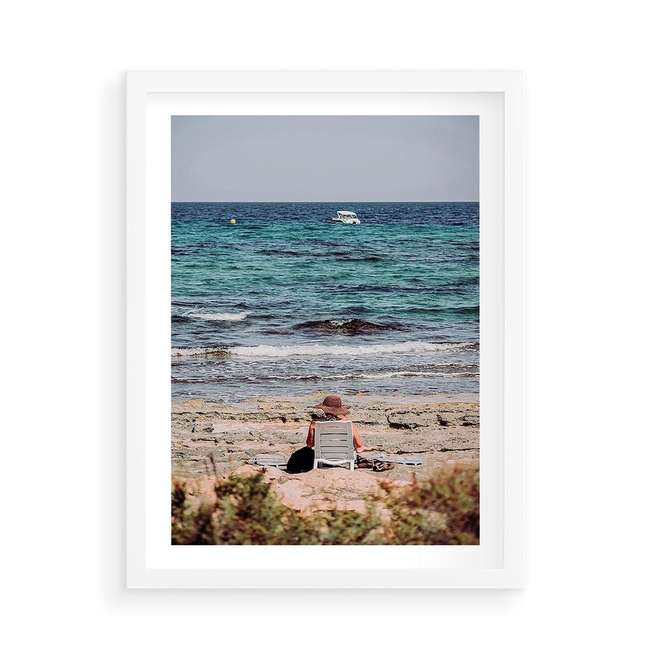 Plakat w ramie 50x70 - Relaks na Plaży - wakacje, plaża - rama biała