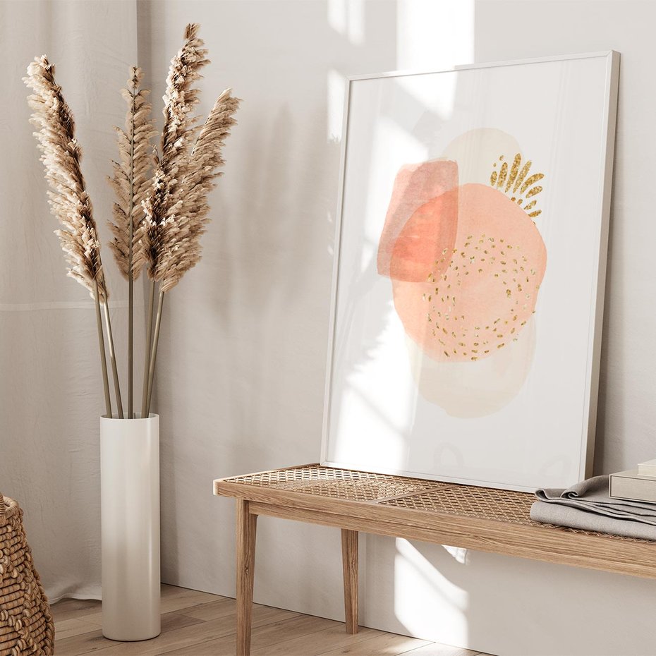 Plakat bez ramy 21x30 - Migotliwe Kształty i Plamy - abstrakcyjne akwarelowe plamy, minimalizm