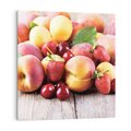 Obraz na płótnie 70x70 - brzoskwinie i wiśnie - owoce, brzoskwinie