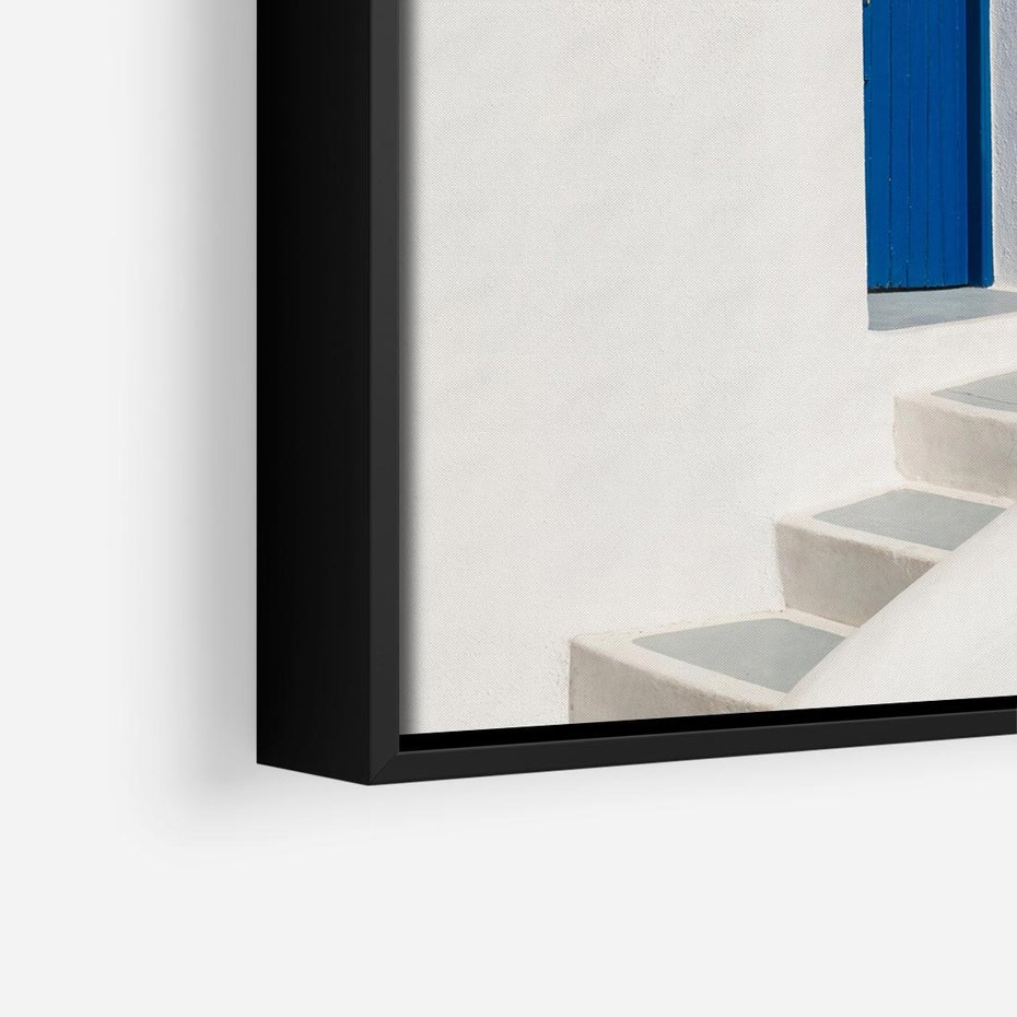 Obraz w ramie 50x50 - Powitanie Wyspy - Santorini, drzwi - rama czarna