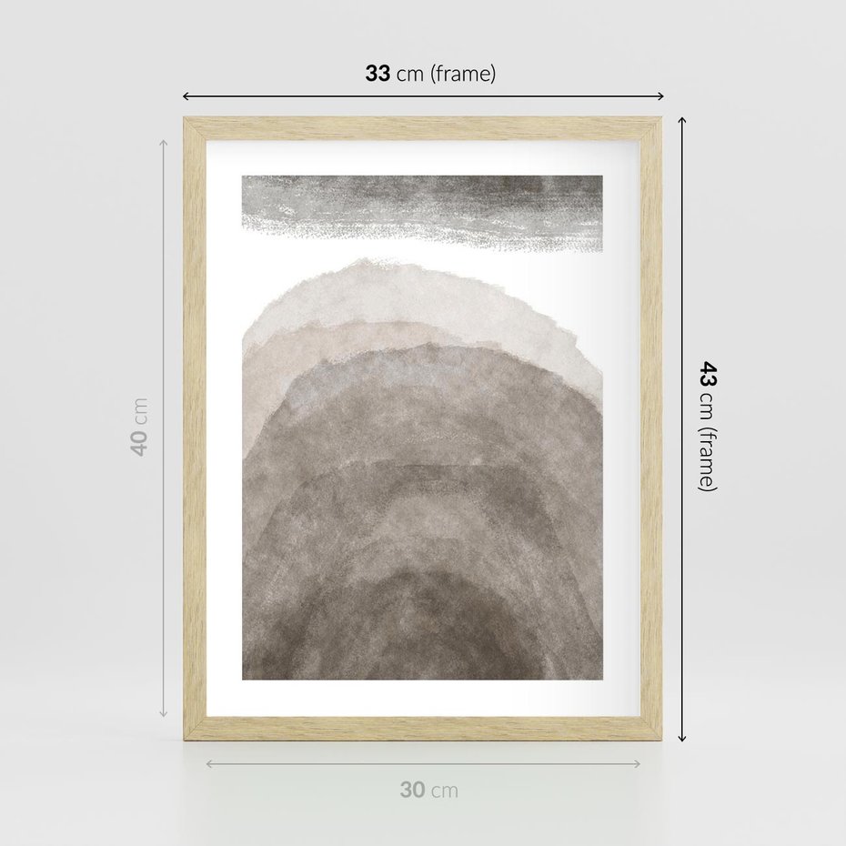 Plakat w ramie 30x40 - Przenikające Kształty - rozmyte cienie, abstrakcja - rama drewno
