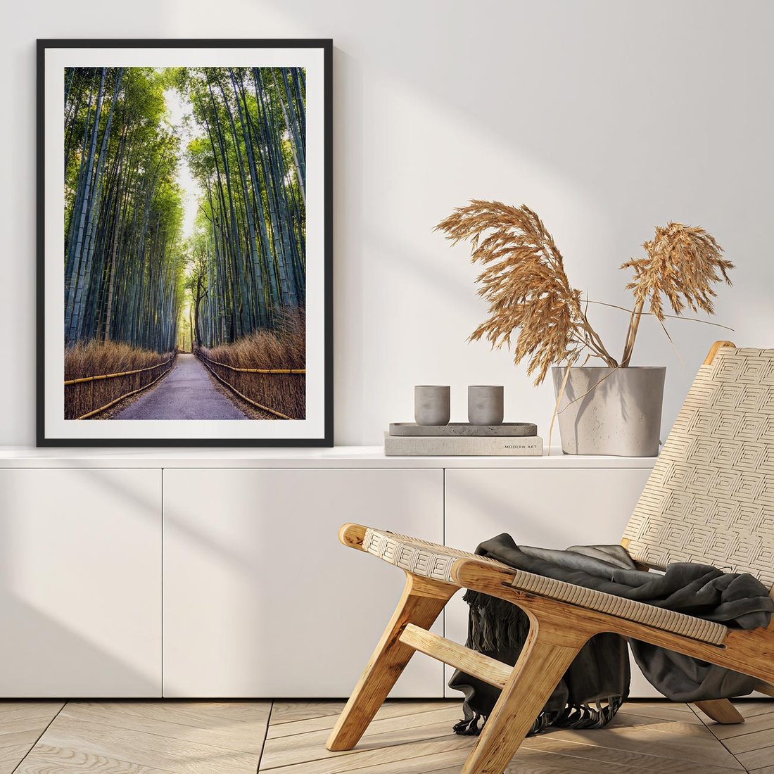 Plakat w ramie 40x50 - Urokliwa dróżka w lesie - las, dróżka - rama czarna