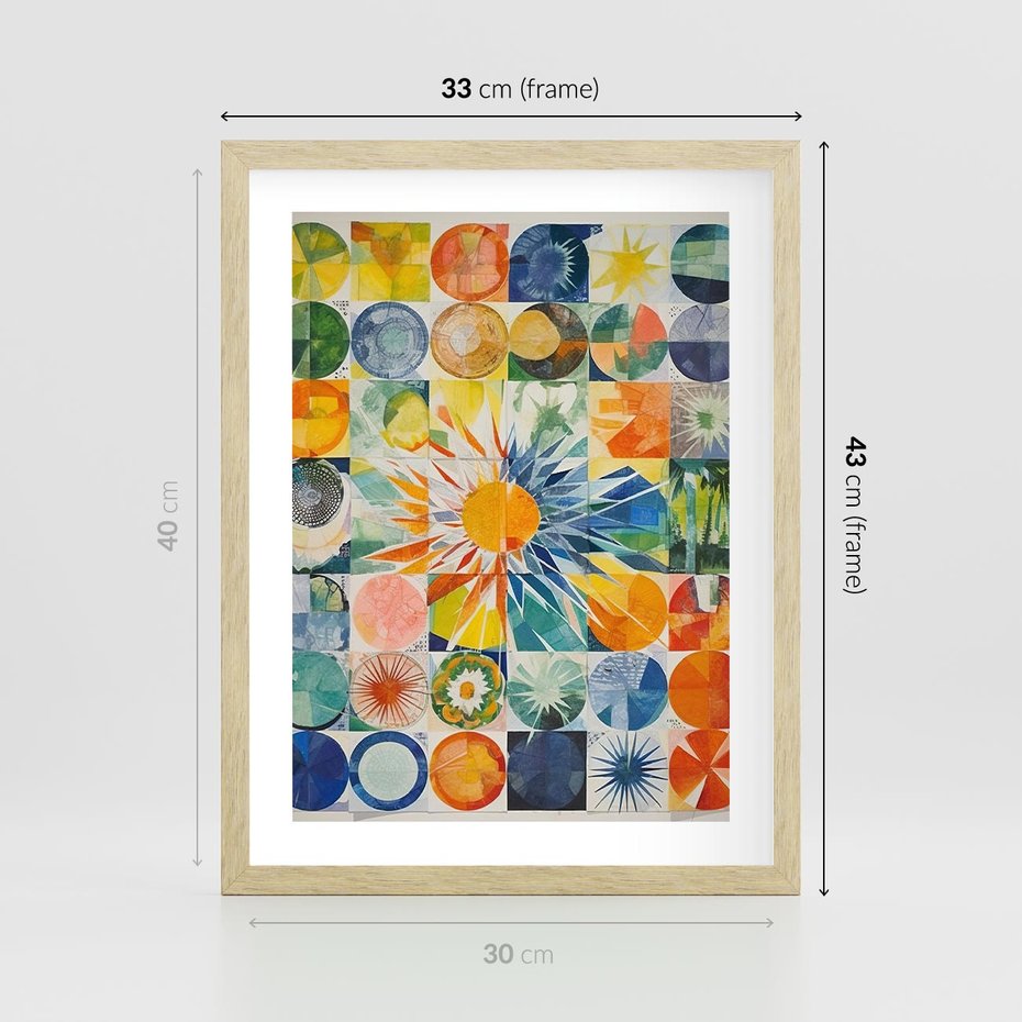 Plakat w ramie 30x40 - Rozkwitające Wzory Abstrakcji - abstrakcyjny obraz, mnogość kolorów - rama drewno