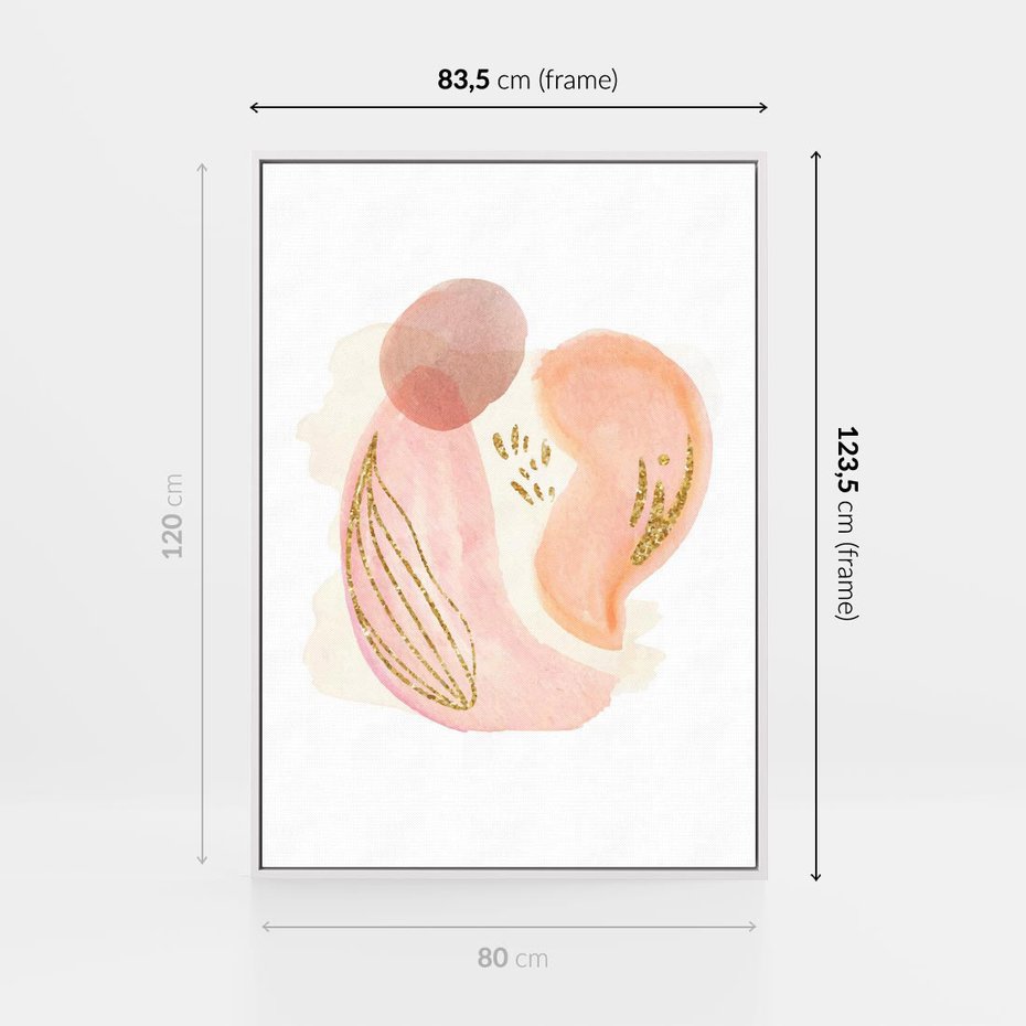 Obraz w ramie 80x120 - Impresje Przenikających Form - abstrakcyjne akwarelowe plamy, minimalizm - rama biała