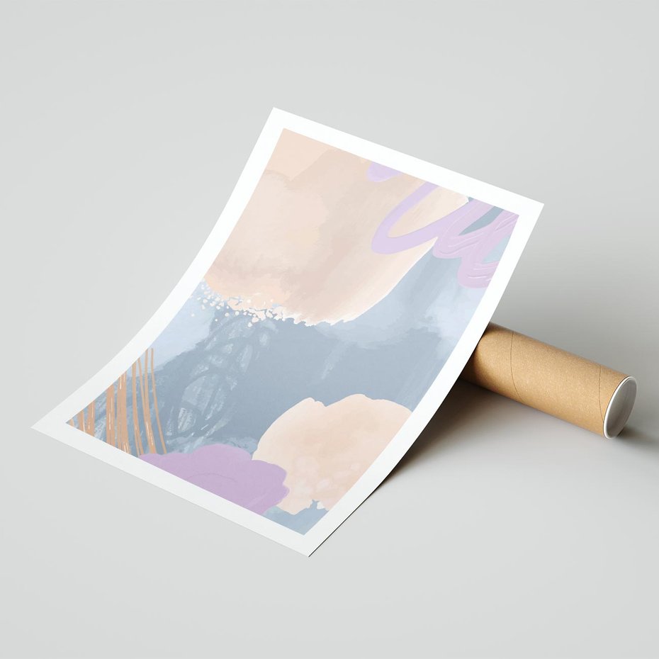 Plakat bez ramy 50x70 - Rozmyte Akwarelowe Marzenia - abstrakcyjne akwarelowe plamy, pastele