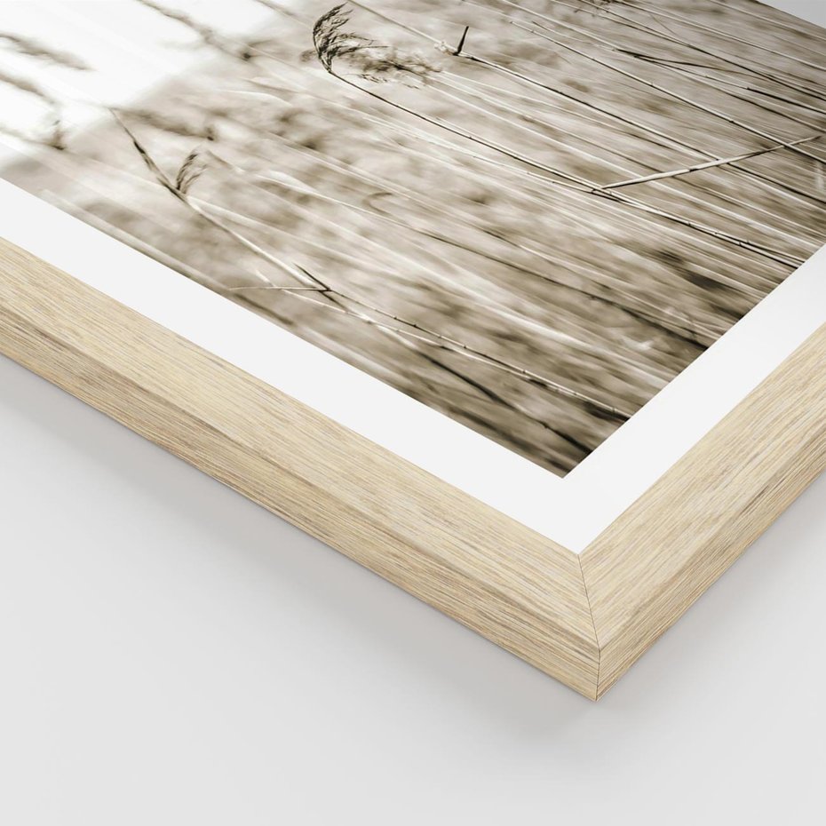 Plakat w ramie 30x40 - Nostalgiczny Pejzaż - suche trawy, pole - rama drewno