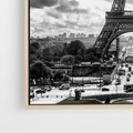 Obraz w ramie 70x100 - Wieża Eiffla - czarno białe zdjecie, wieża eiffla - rama drewno