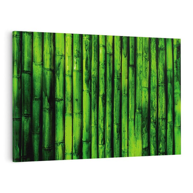 Obraz na płótnie 100x70 - Bambusowy urok zielonej harmonii - bambus, zieleń