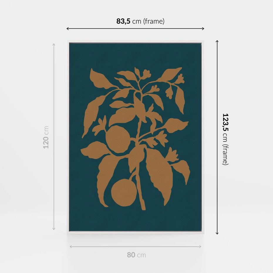 Obraz w ramie 80x120 - Boho Ekspresja Emocji - abstrakcyjna boho grafika, ciemne zielone tłó - rama biała