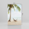 Obraz na płótnie 50x70 - Relaks na plaży - palma, hamak