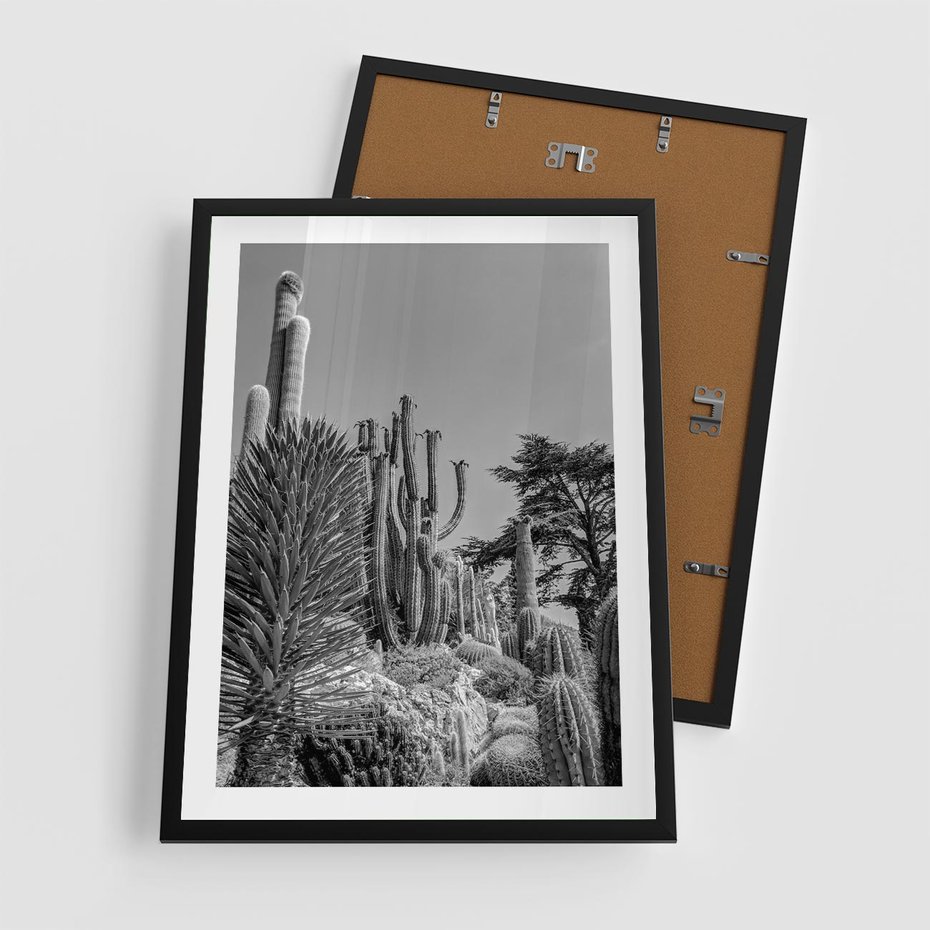 Plakat w ramie 50x70 - Pustynny Klimat - czarno białe zdjecie, pustynia - rama czarna