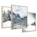 Zestaw obrazy w ramie 30x40 galeria - Górski, pejzaż, śnieg, zima - rama drewno