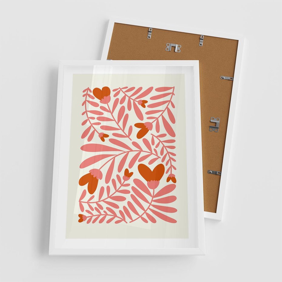 Plakat w ramie 50x70 - Taniec komplementarnych barw - kwiaty, pastelowe kolory - rama biała