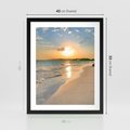 Plakat w ramie 40x50 - Zachód słońca na plaży - plaża, zachód - rama czarna