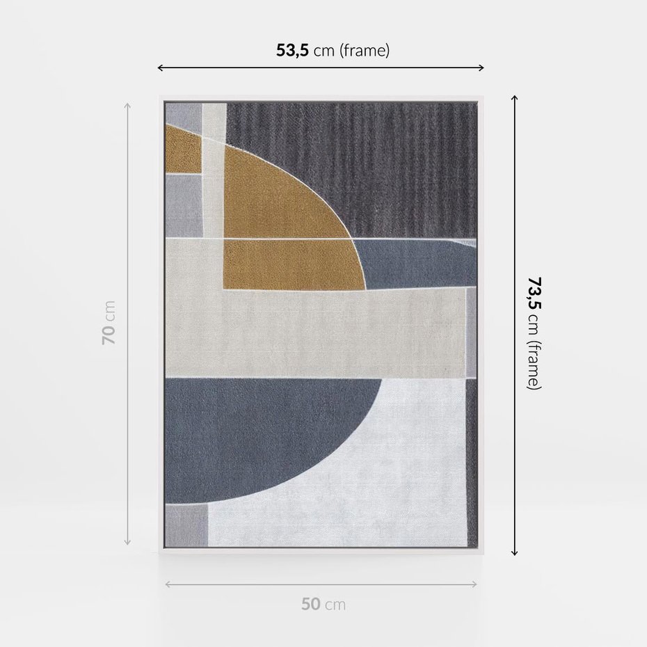 Obraz w ramie 50x70 - Odbicie wschodzącego jutra - graficzne kształty, geometria - rama biała