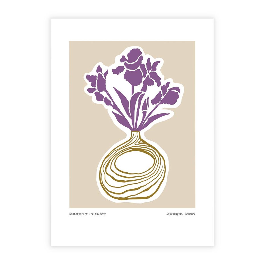 Plakat bez ramy 21x30 - Migocące Anomalie - abstrakcyjne liście, kwiaty tropikalne w wazonie