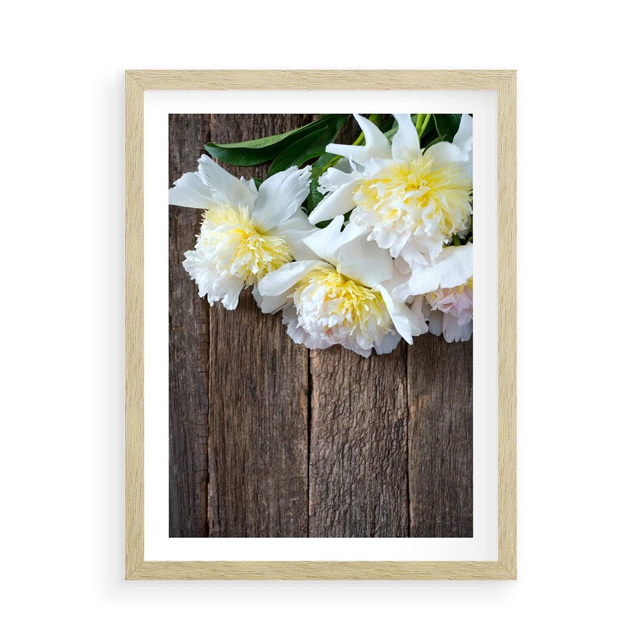 Plakat w ramie 50x70 - Relaksująca Harmonia - kwiaty, spa - rama drewno