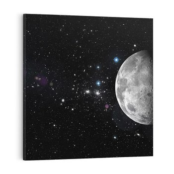 Obraz na płótnie 50x50 - spotkanie z gwiazdami - księżyc, gwiazdy