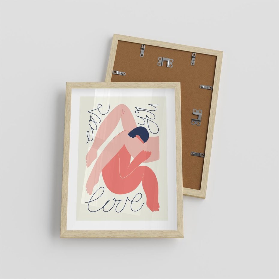 Plakat w ramie 30x40 - Dźwięk ciszy na płótnie - para zakochanych, graficzny obraz - rama drewno