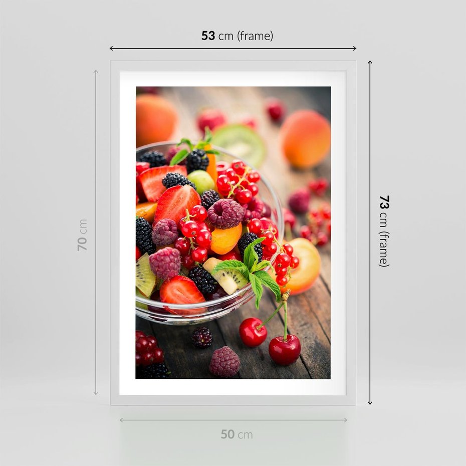 Plakat w ramie 50x70 - Smakowite Porywy - owoce, jedzenie - rama biała