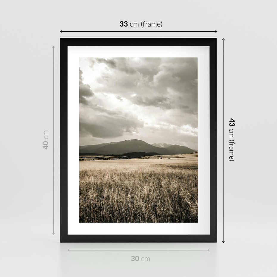 Plakat w ramie 30x40 - Nostalgiczny Krajobraz - pole, krajobraz - rama czarna