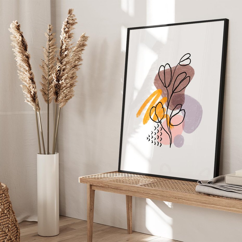 Plakat bez ramy 21x30 - Bezgraniczne Widzenia - abstrakcyjna sztuka, liść gałązka