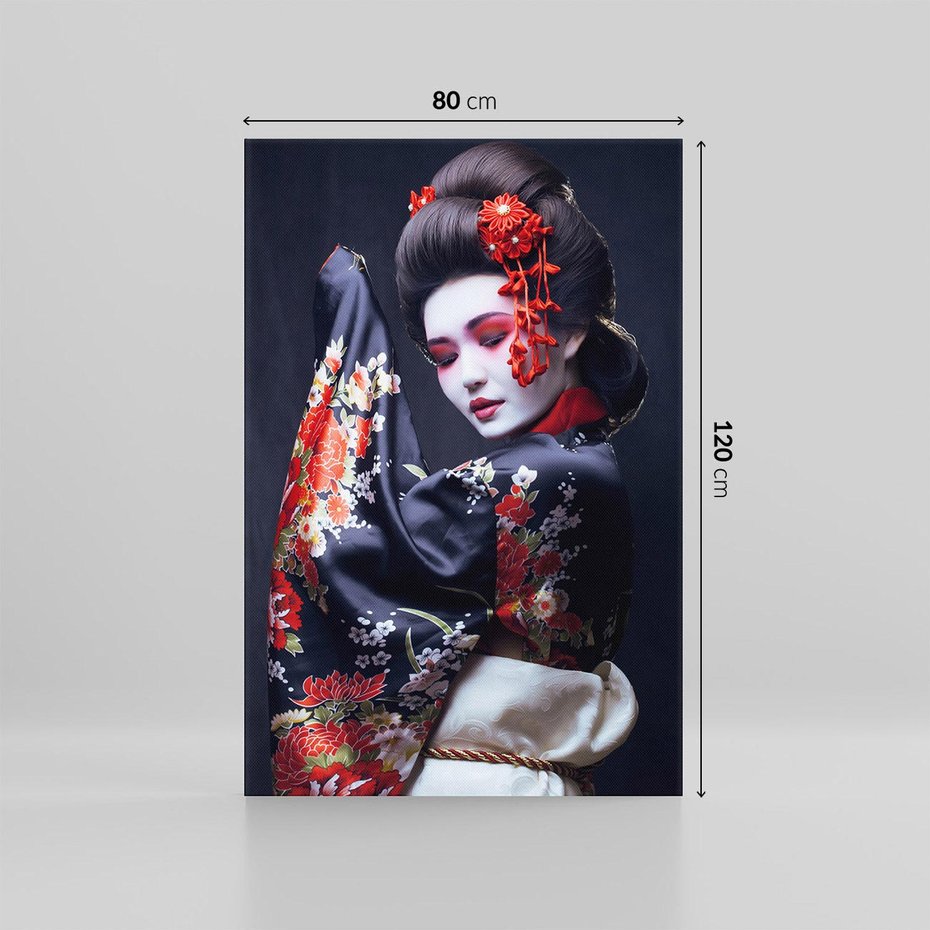 Obraz na płótnie 80x120 - Elegancka japońska gejsza - japońska, gejsza