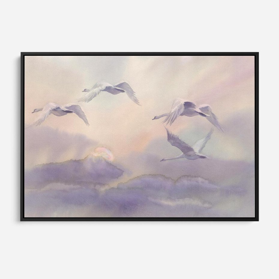 Obraz w ramie 100x70 - Ruchoma cisza widzenia - akwarela, subtelene - rama czarna