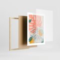 Plakat w ramie 30x40 - Sztuka Natury: Liście Monstery w Pastelach - nowoczesna grafika, pastelowe liście monstery - rama drewno