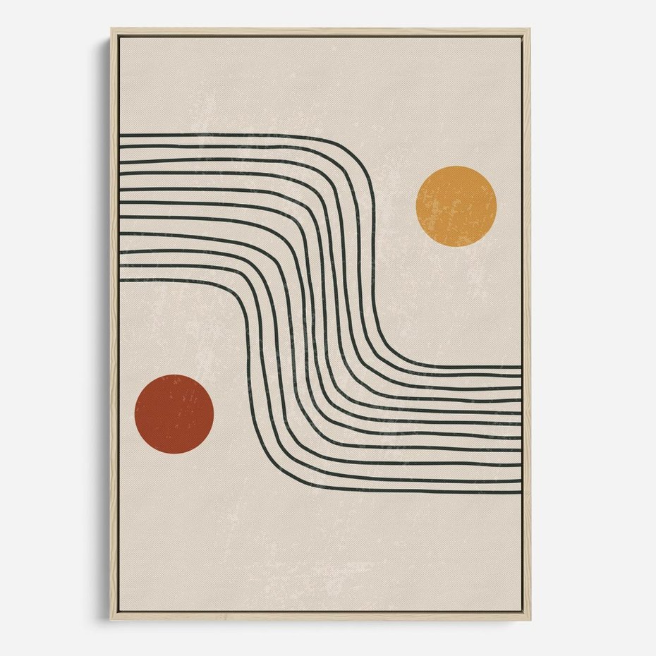 Obraz w ramie 80x120 - Czysta Refleksja - abstrakcyjna sztuka, boho kształty - rama drewno