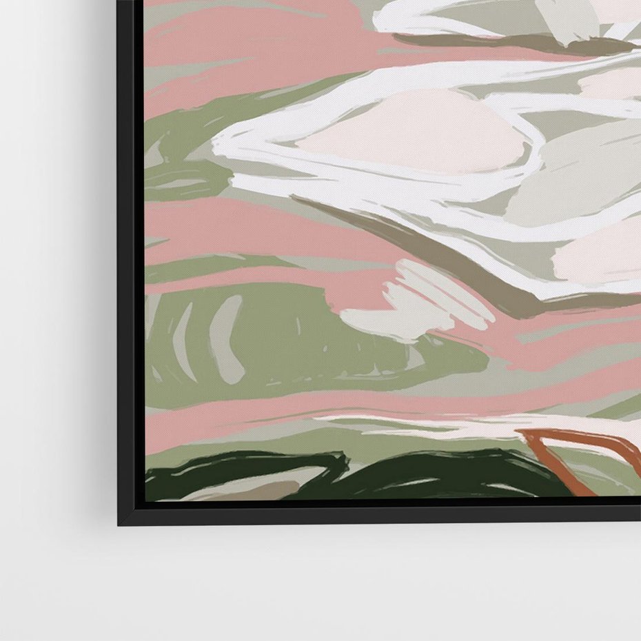 Obraz w ramie 50x50 - Szarawe Wzgórza - pastelowy krajobraz, nowoczesny plakat - rama czarna