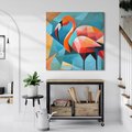Obraz na płótnie 60x60 - Flamingo - postać flaminga, kubizm